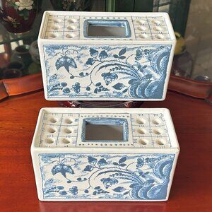 TWO Delft Bricks Mottahedeh for Metropolitan Museum of Art Tulipiere Frog